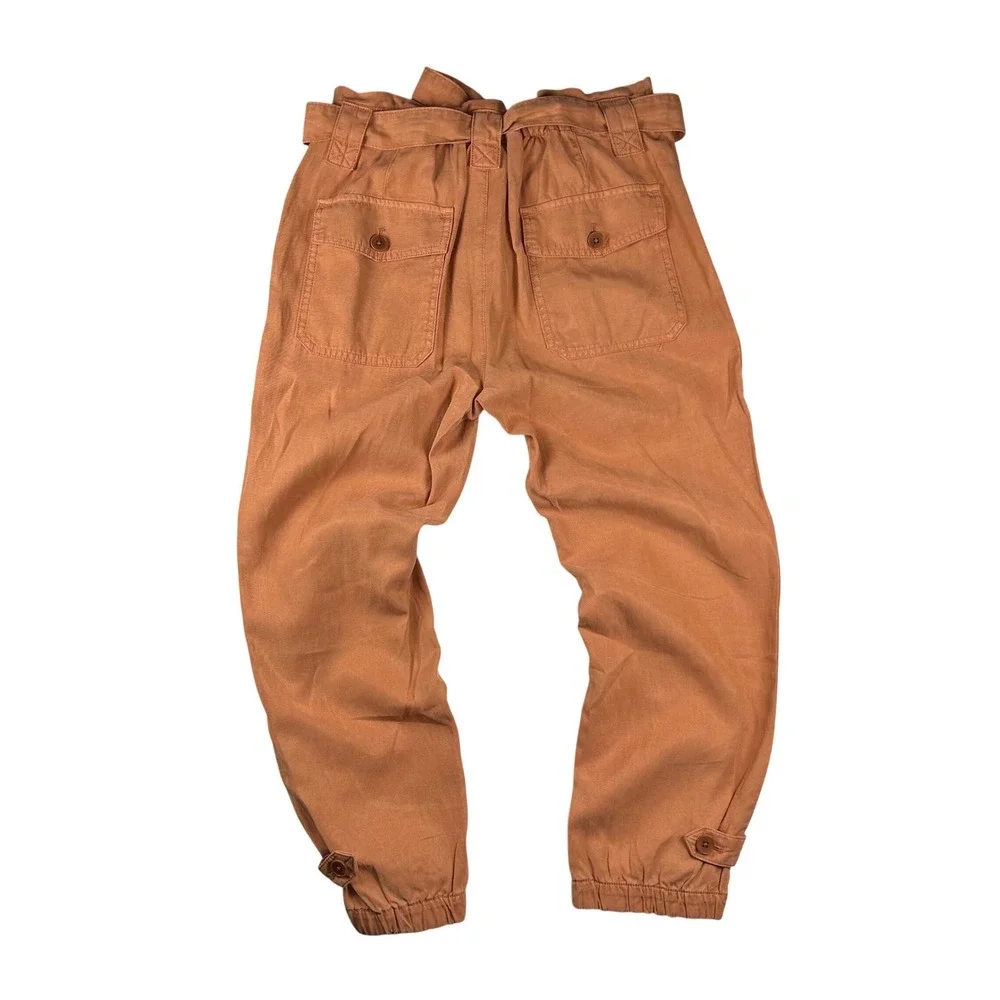 Banana Republic Tie Waist Slim Pants Pink Sand Dune Lyocell Linen 2S